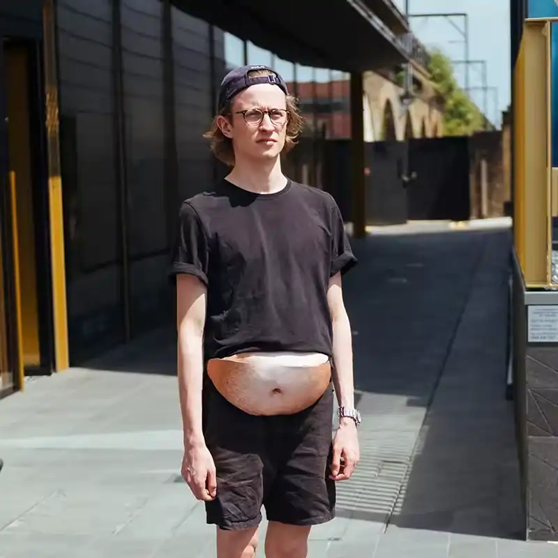 New Funny Pop Dad Bod Money Belt Bag Men Travel Bags Flesh Color Creative Fashion Fanny Pack Beer Fat Belly